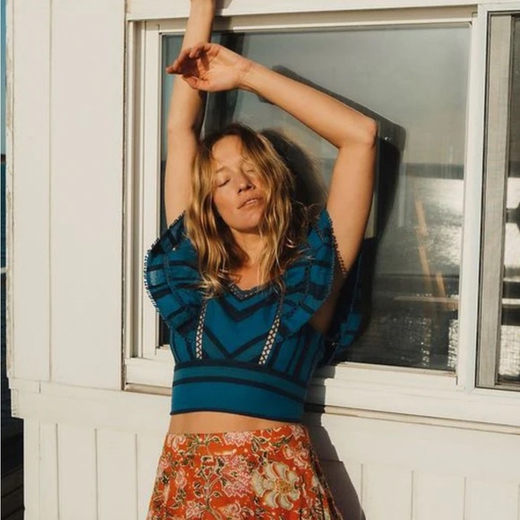 Free People Island Orange Floral Mini Skirt 4 - Picture 2 of 7